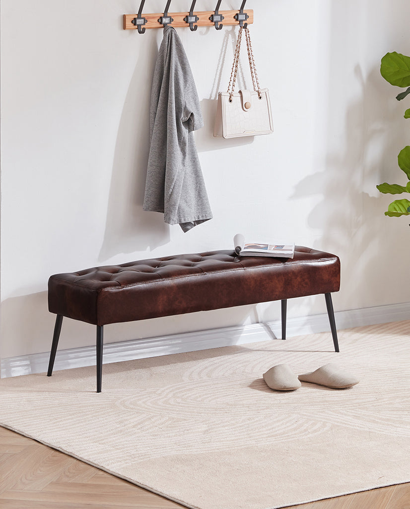 Faux leather store bedroom bench