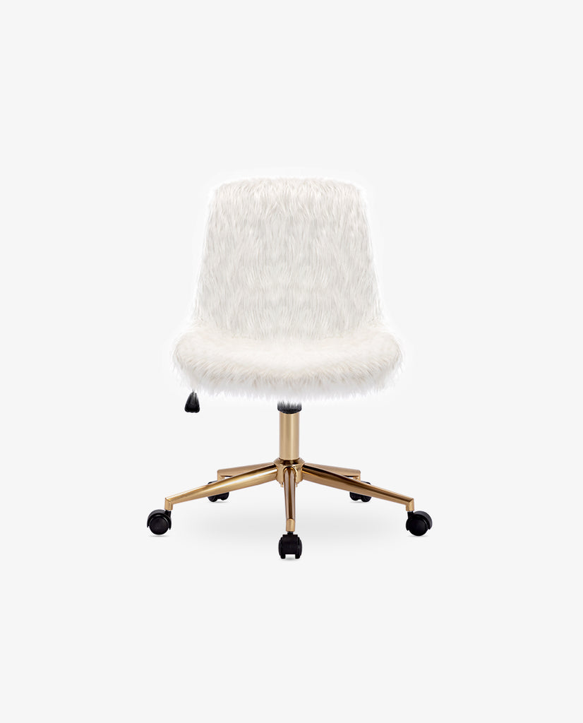 Baltimore Faux Fur Swivel Adjustable Golden Legs Desk Chair