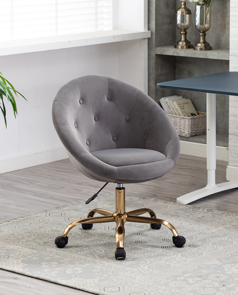 Austin PU Velvet Swivel Rolling Chair Velvet Rolling Desk Chair