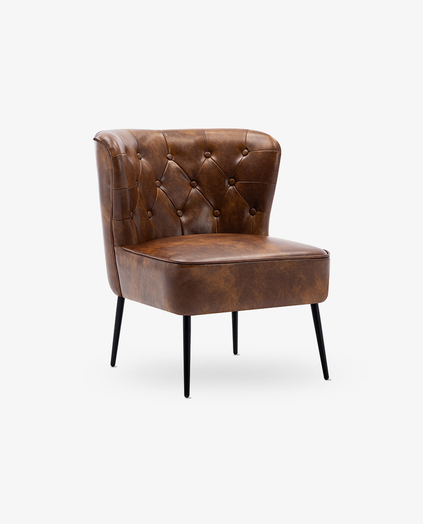 Arlington Tufted Faux Leather Sofa Slipper Accent Chair - DUHOME ...
