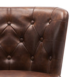 DUHOME faux leather brown accent chair details