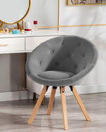 DUHOME Mystic velvet tufted accent chair light grey side view