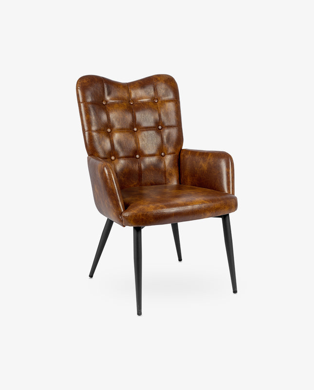 Faux Leather Tufted Wingback Chair 