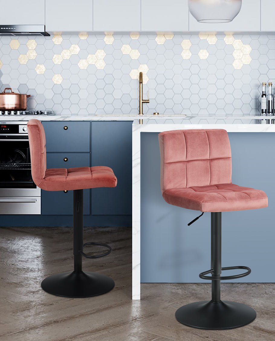 Houston Round Upholstered Velvet Bar Stools Set of 2 - DUHOME – Duhome  Furniture